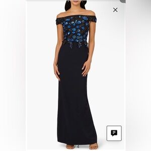 Adrianna Papell Embellished Crepe Column Gown
